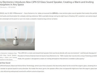 海外にてグラスサウンドスピーカー『LSPX-S3』発表