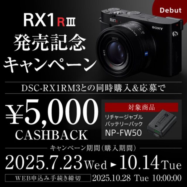 【7月23日(水)10時予約開始】　有効約6100万画素！ レンズ一体型デジタルカメラ最上位機種『RX1R III』の進化ポイントとお得な購入方法！