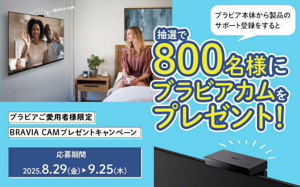 対象ブラビア本体からのサポート登録＆応募で、抽選で800名に外付けカメラ『BRAVIA CAM』プレゼント！　BRAVIA CAMで出来ること