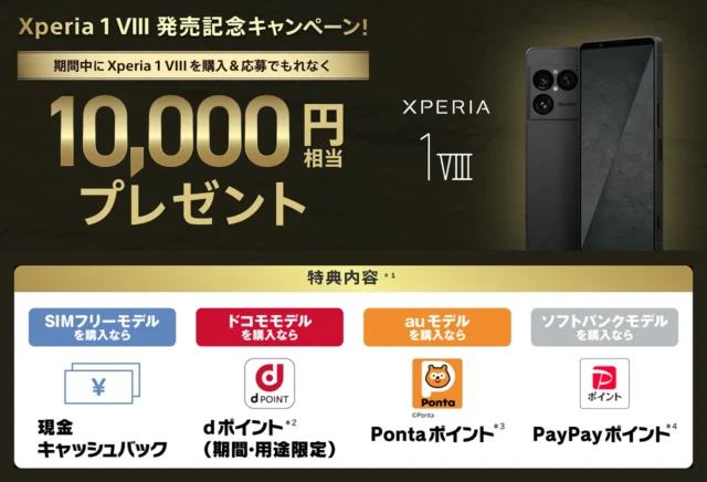 Xperia 1 VIII発売記念キャンペーンの9月7日10時応募締切案内